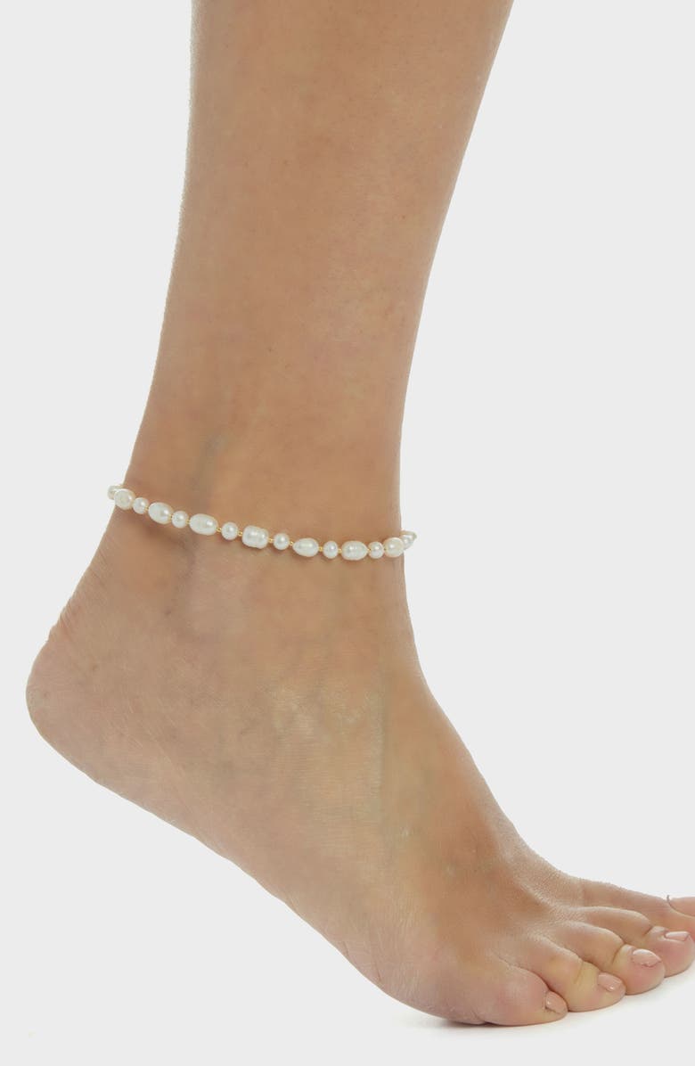 st. Moran Chunky Freshwater Pearl Anklet, Alternate, color, Gold