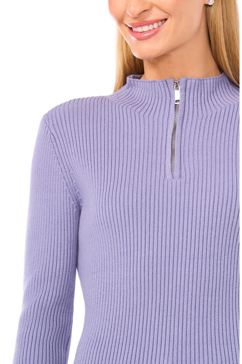 Rib Quarter Zip Sweater, Alternate, color, STONEWASH