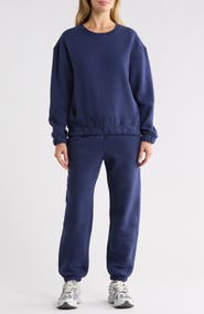 90 DEGREE BY REFLEX Bentley Anya Fleece Crewneck Sweatshirt & Joggers Lounge Set