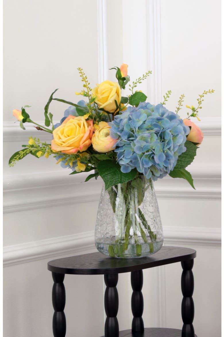 Rose Hydrangea Crackle Vase, Alternate, color, Yellow