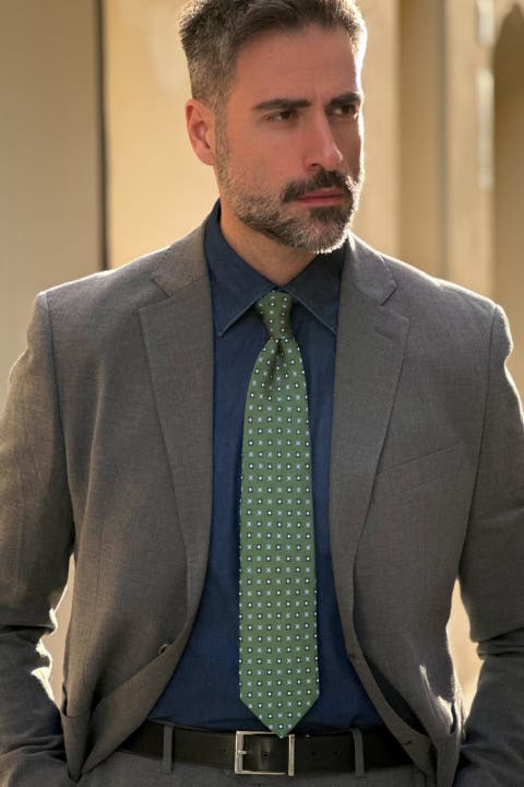 Siracusa - Extra Long Printed Silk Tie for Men