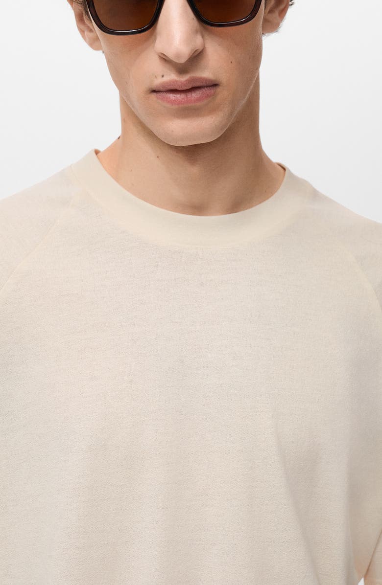 MANGO Relaxed Fit Cotton & Linen Raglan T-Shirt, Alternate, color, Sand