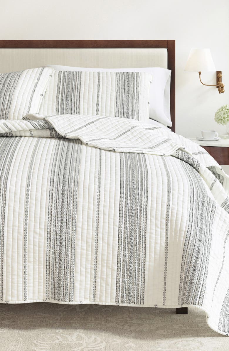Woven & Weft Farmhouse Stripe Quilt Set, Alternate, color, Grey