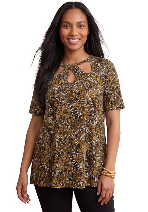 Stretch Knit Cutout Swing Tunic