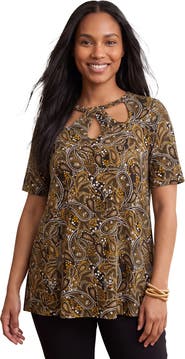 Jessica London Stretch Knit Cutout Swing Tunic