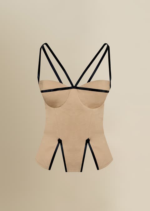 Madeleine Fitted Corset-Inspired Poplin Top