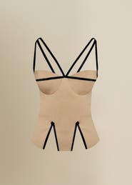 Contessa Mills Madeleine Fitted Corset-Inspired Poplin Top