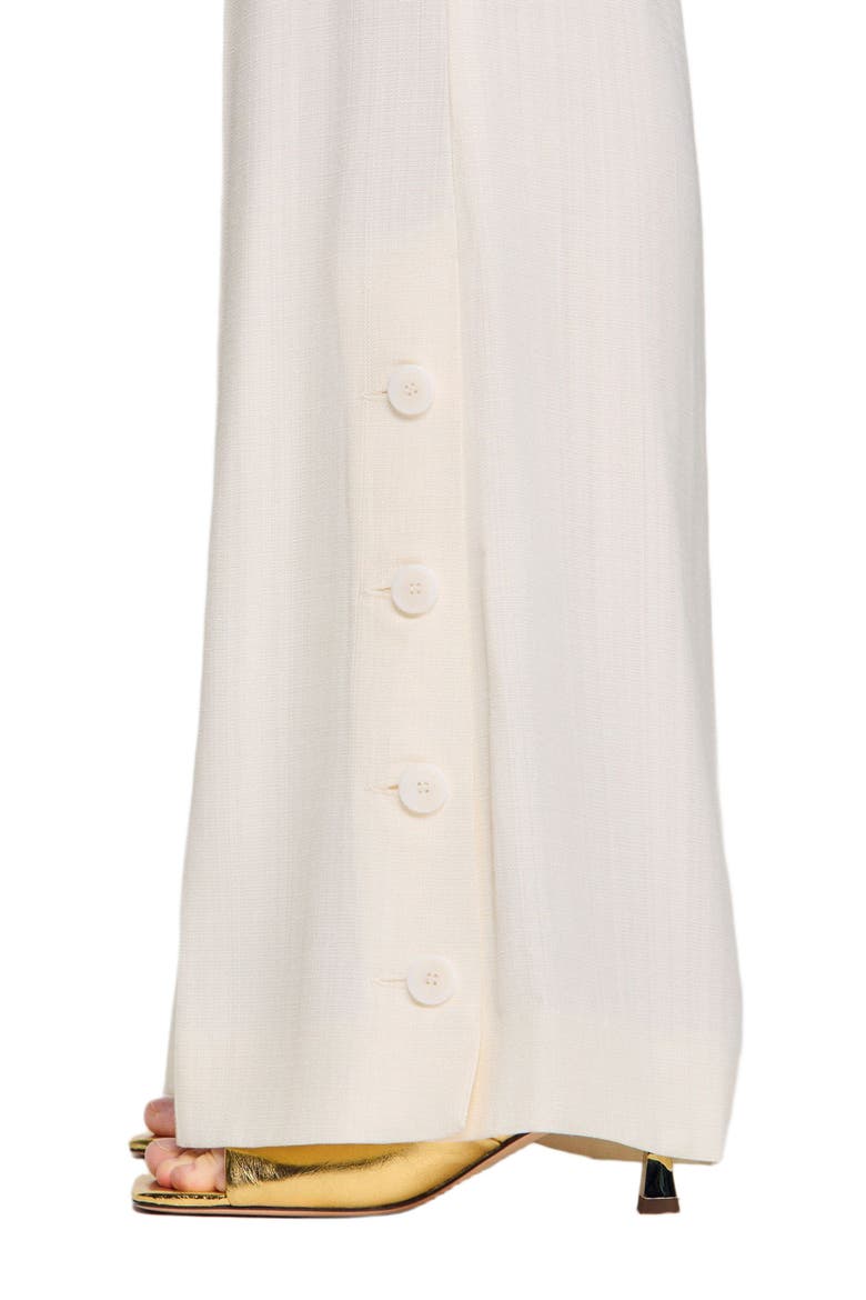 Buttoned-slit straight-leg trousers, Alternate, color, Ecru