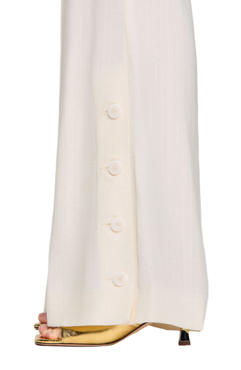 SANDRO Buttoned-slit straight-leg trousers, Alternate, color, Ecru