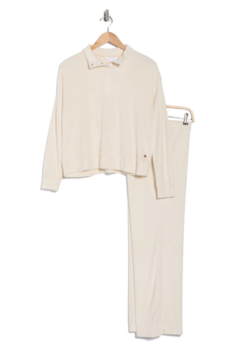 Ribbed Velour Long Pajamas, Alternate, color, DRY PAMPAS