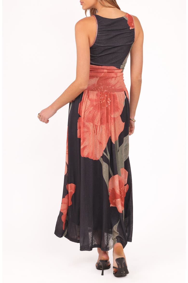 Carlin Floral Midi Dress, Alternate, color, BLACK FLORAL
