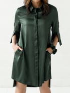 Alas Silk Long Shirt Dress