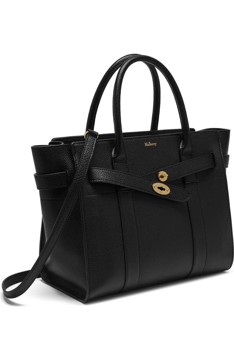 Mulberry Mini Zipped Bayswater Leather Tote, Alternate, color, A100 Black
