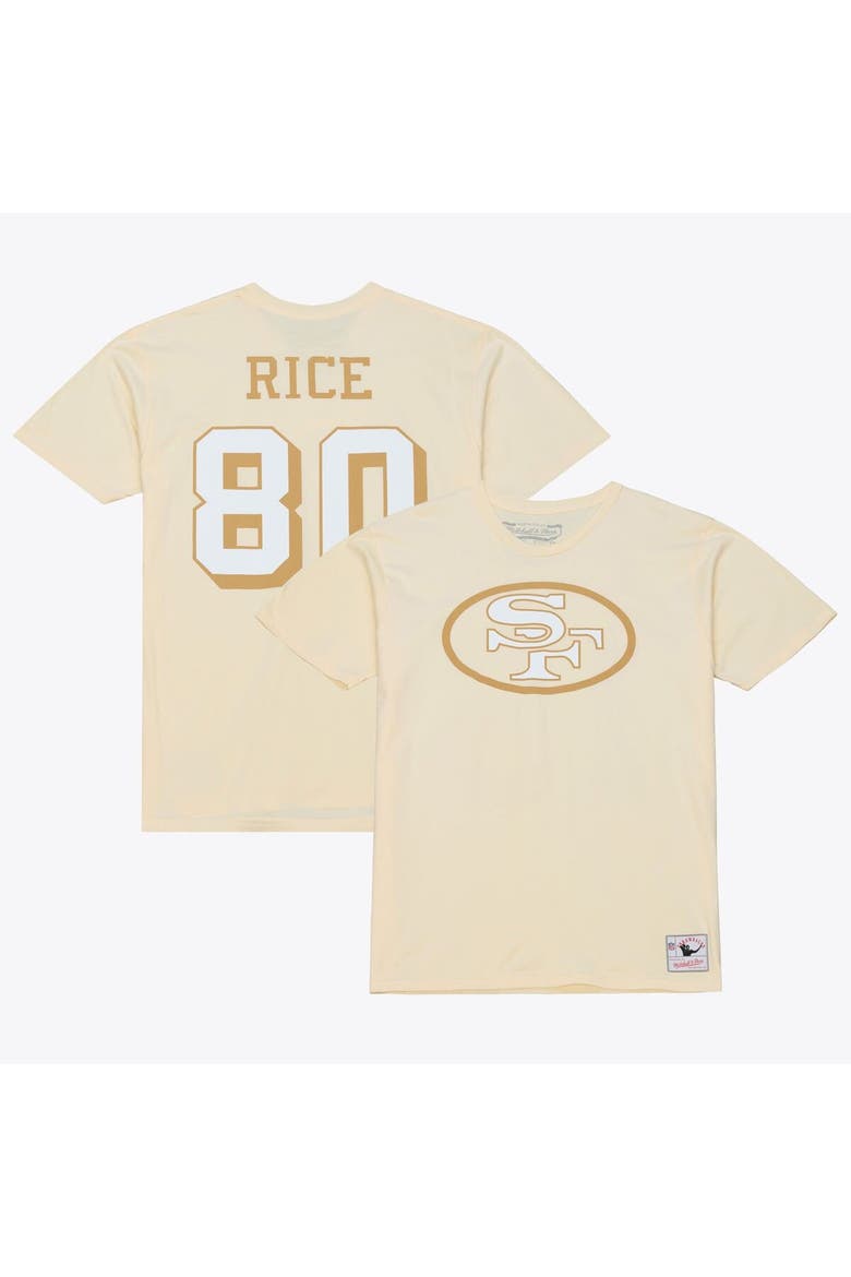 Men's Mitchell & Ness Jerry Rice Cream San Francisco 49ers Sandman Name & Number T-Shirt, Main, color, Cream