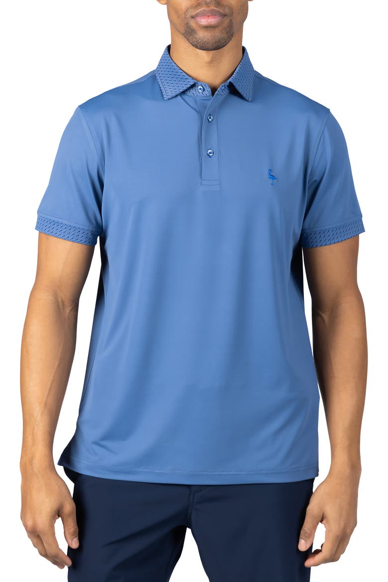 Micro Perforated Performance Polo, Main, color, DENIM