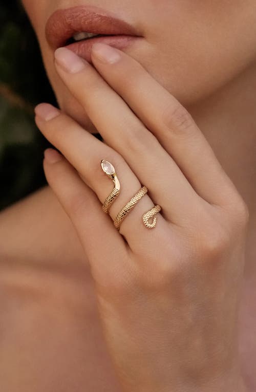 Ettika Marquise Cubic Zirconia Coiled Snake Ring In 18k Gold Plated In Gold