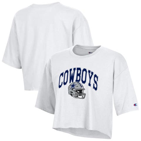 Women's Champion White Dallas Cowboys Boyfriend Cropped T-Shirt