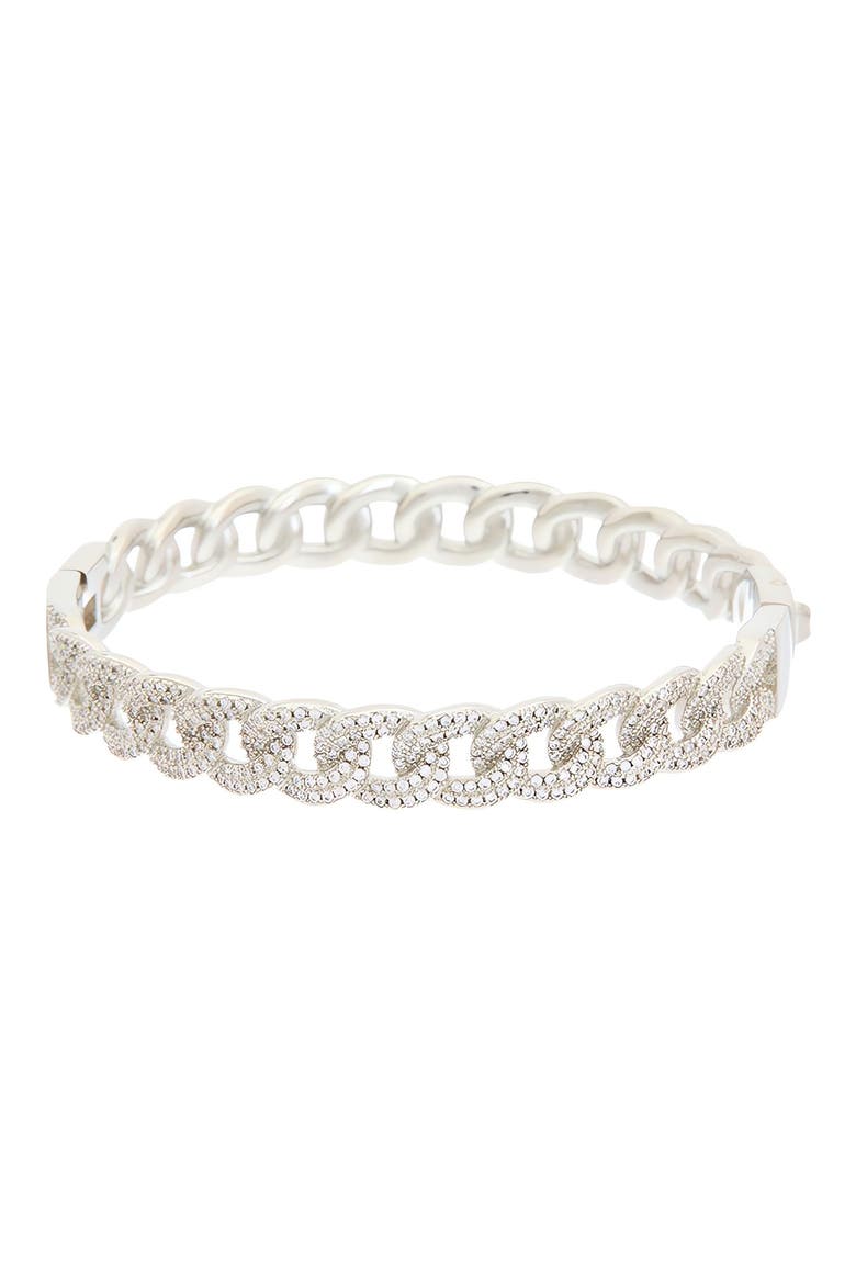 Cubic Zirconia Chain Link Bangle, Main, color, WHITE