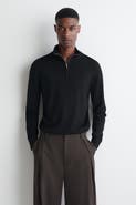 COS Merino Wool Zip-Up Mock-Neck Sweater