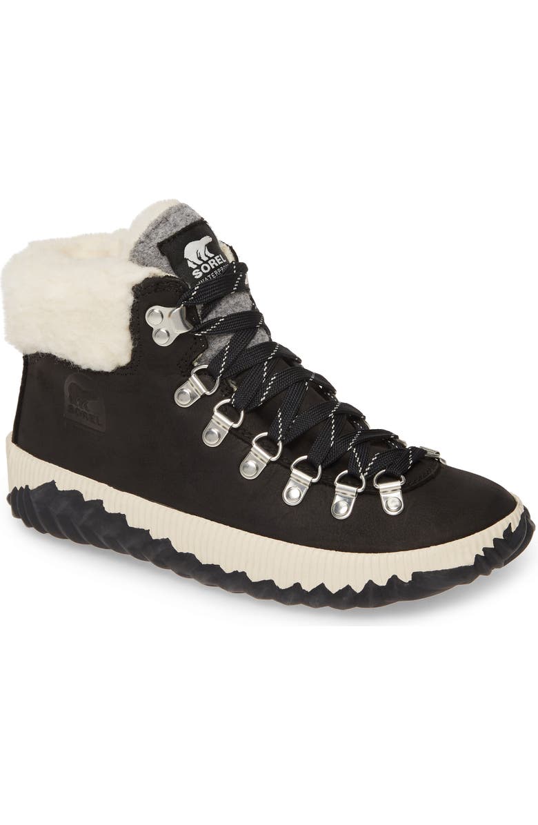 SOREL Out 'N About<sup>™</sup> Conquest Waterproof Bootie with Faux Fur Trim, Main, color,