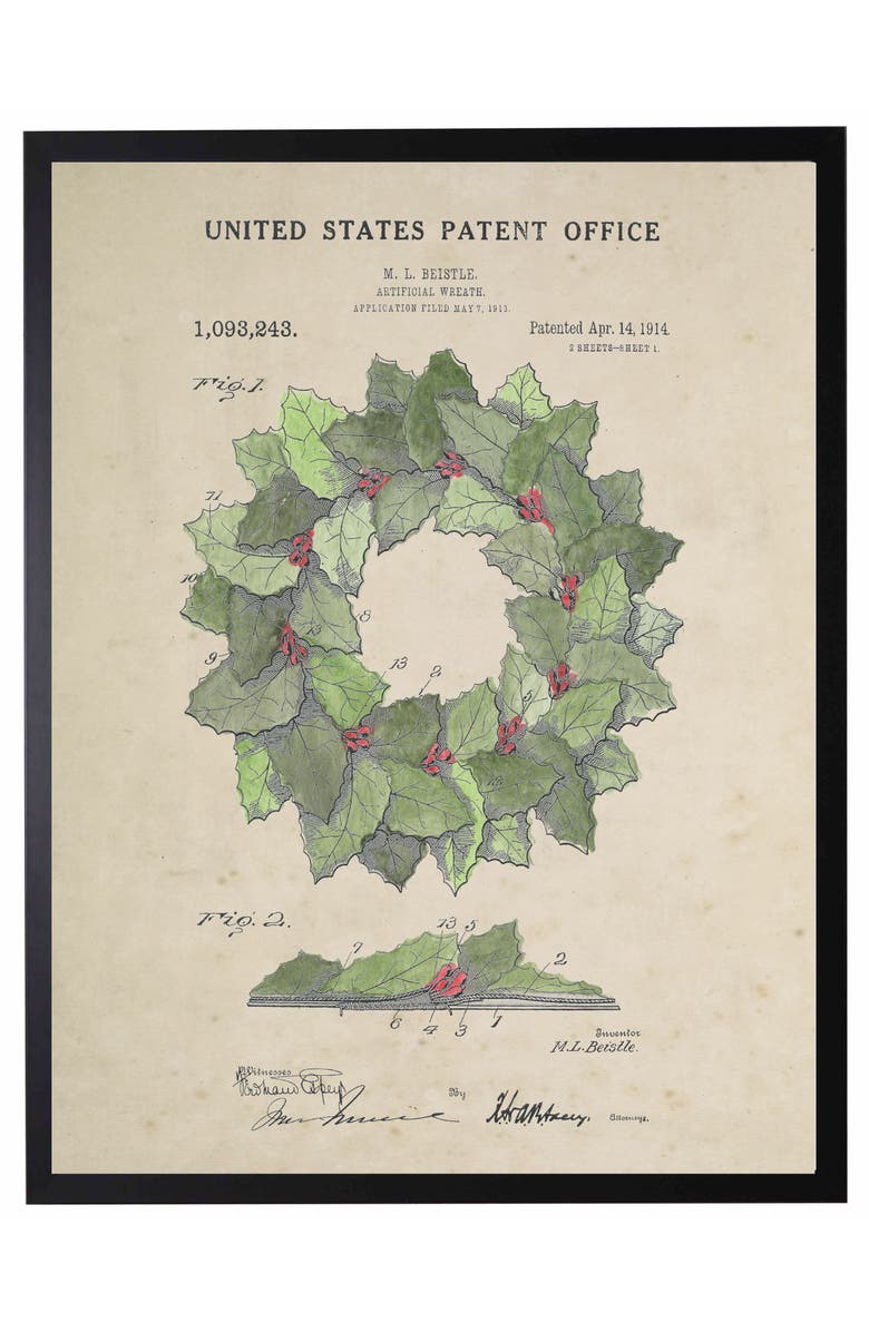 Antique Curiosities Wreath Patent in Black Frame, Main, color, NO COLOR