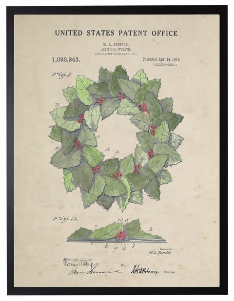Wreath Patent in Black Frame