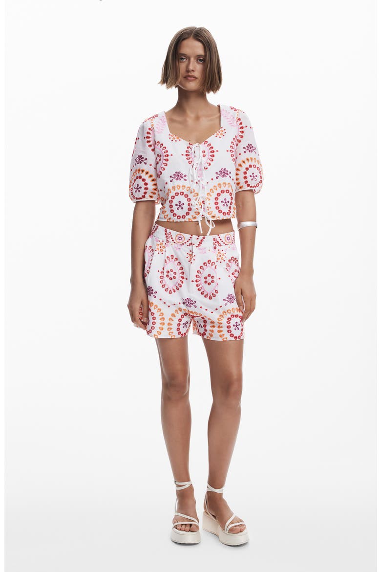 Embroidered Cotton Shorts, Alternate, color, PINK