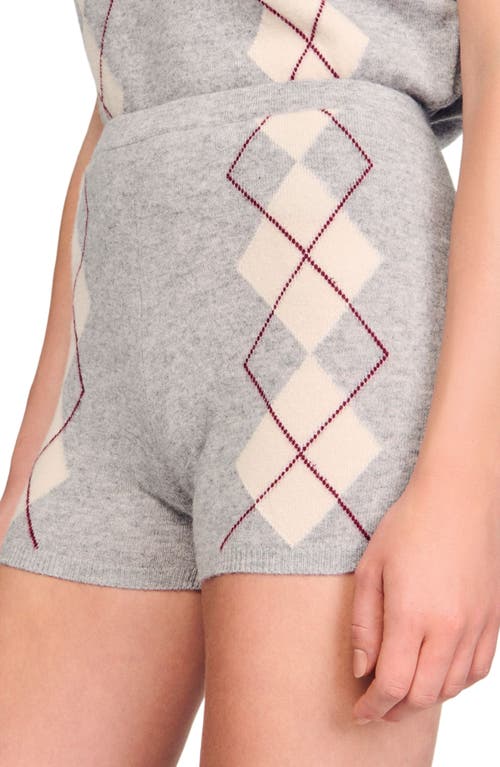 Sandro Diamond-pattern Knit Shorts In Multi