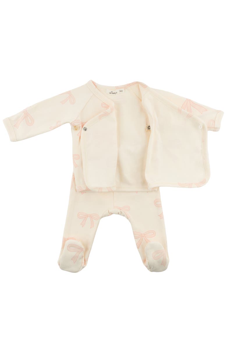oh baby! Big Bows Pink Kimono Set, Alternate, color, Milk