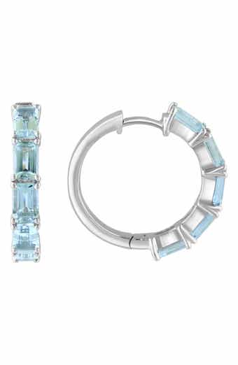Sterling Silver Aquamarine Hoop Earrings
