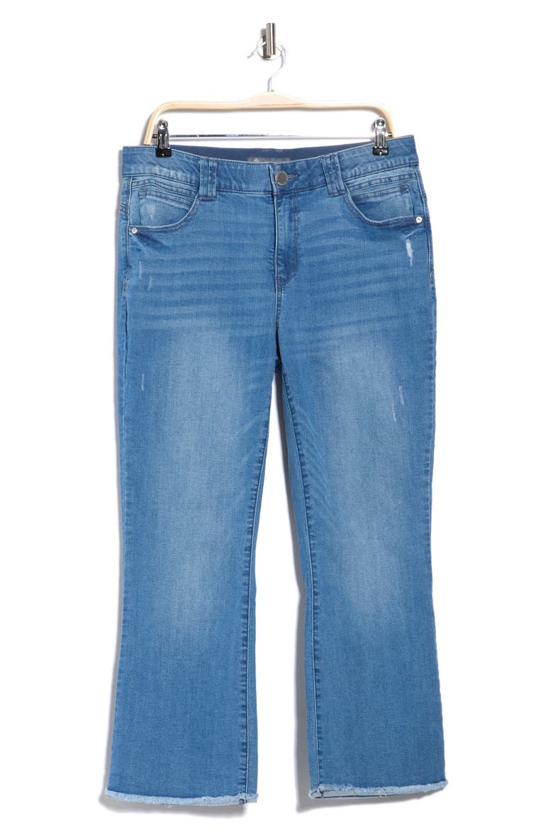 Itty Bitty Flare Frayed Hem Crop Jeans, Main, color, BLUE VINTAGE