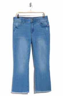 Itty Bitty Flare Frayed Hem Crop Jeans