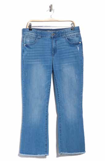 Itty Bitty Flare Frayed Hem Crop Jeans