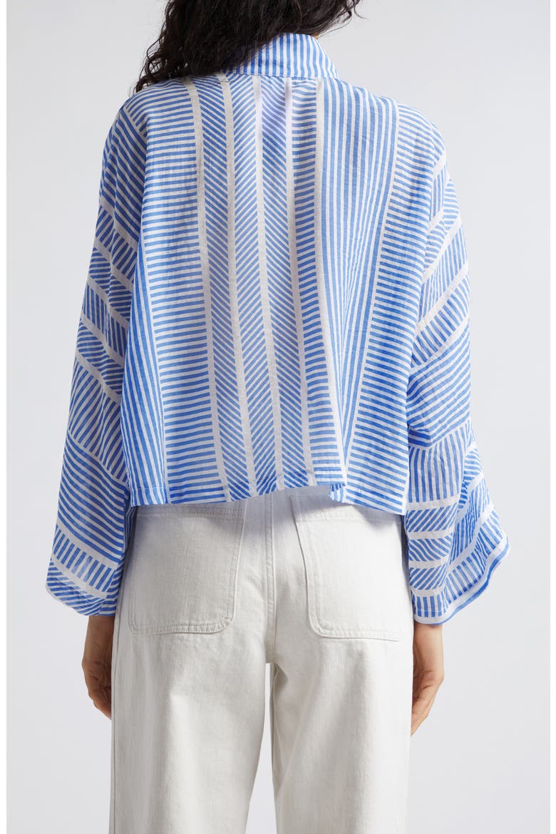 Stripe Cotton Crop Jacket, Alternate, color, BLUE/ WHITE