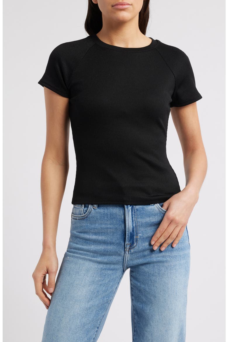 Bijou Rib T-Shirt, Main, color, BLACK