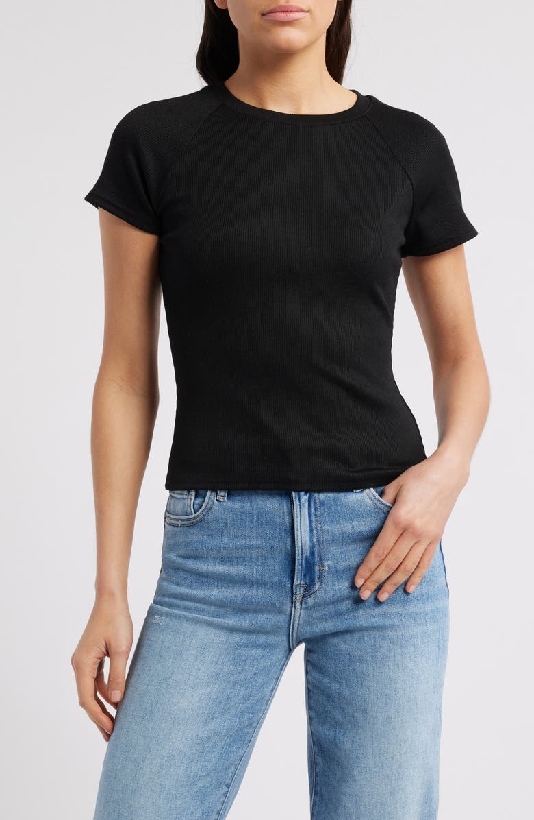 PAIGE Bijou Rib T-Shirt, Main, color, Black