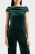 Anne Klein Draped Boat Neck Velvet Top