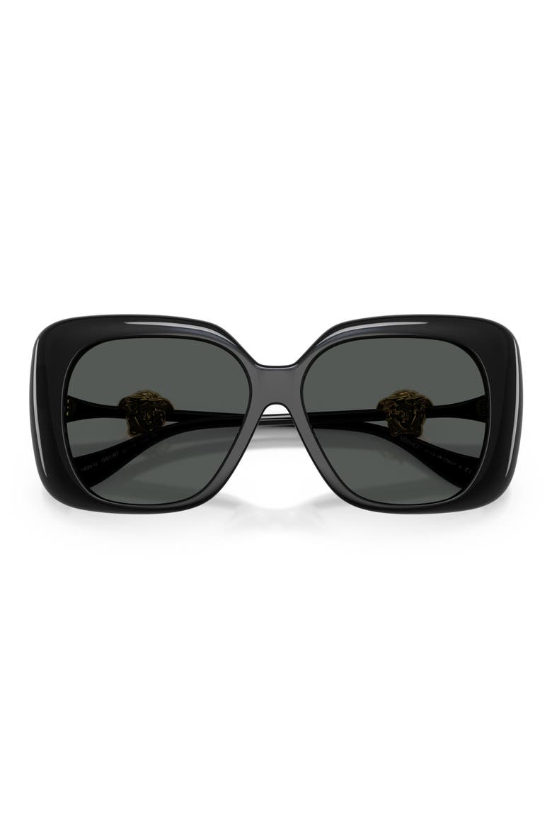 57mm Square Sunglasses, Alternate, color, BLACK / DARK GREY