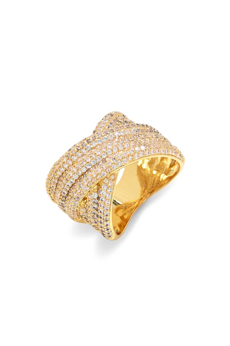 Sena Rose Cubic Zirconia Statement Ring, Main, color, GOLD