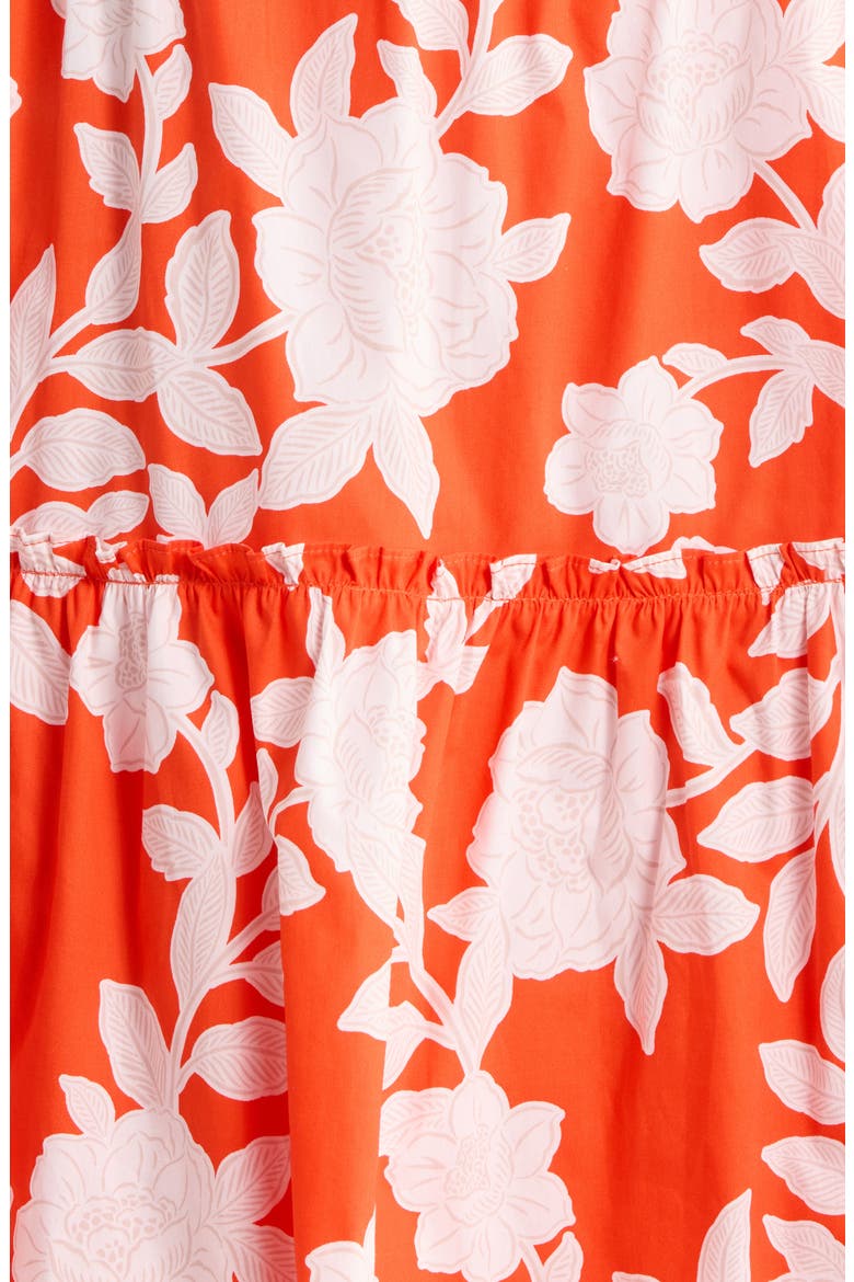 Floral Dixie Tiered Cotton Dress, Alternate, color, TOMATO-MULTI