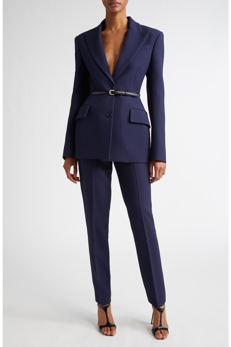Sculpted Crepe Blazer, Alternate, color, MARITIME