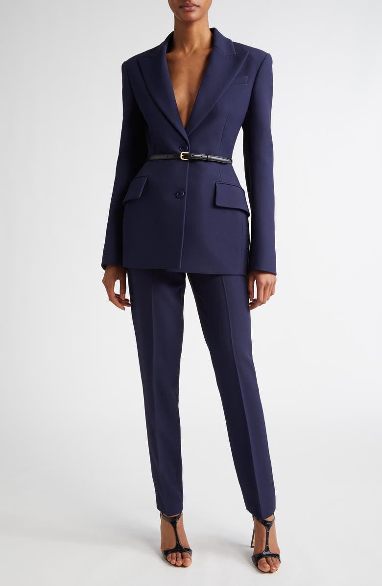 Michael Kors Collection Sculpted Crepe Blazer, Alternate, color, Maritime