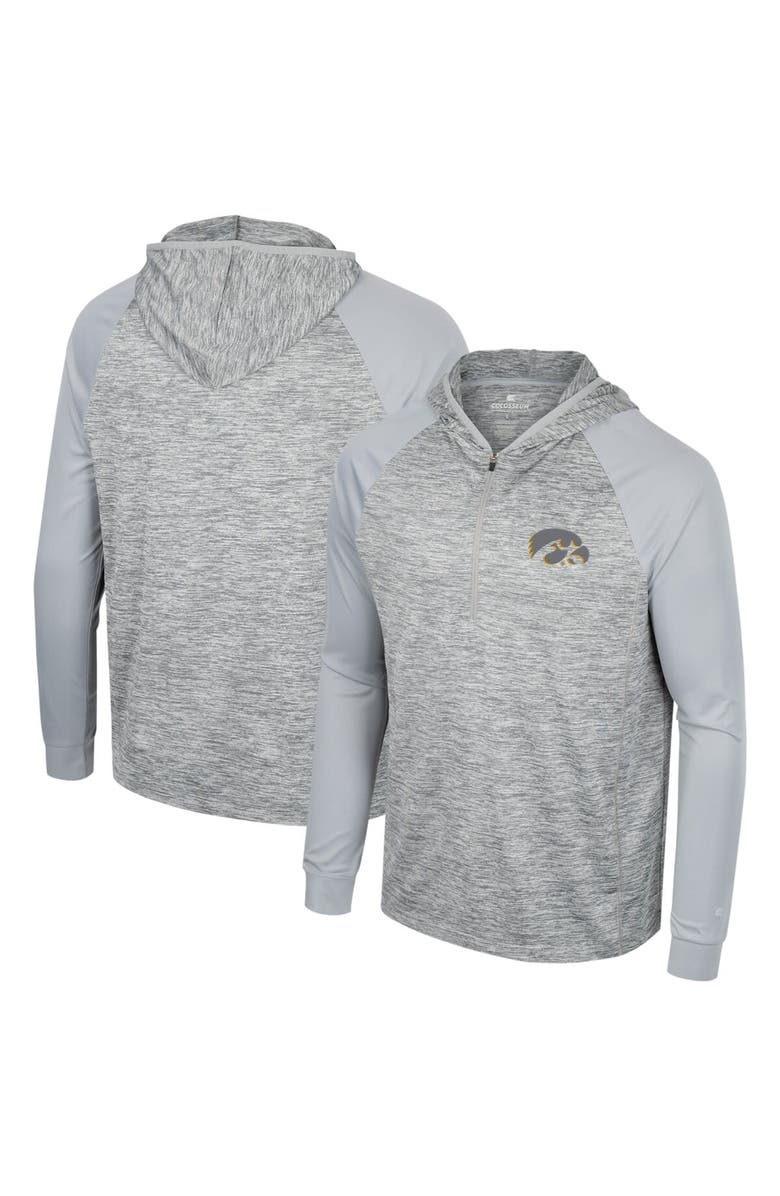 COLOSSEUM Men's Colosseum Gray Iowa Hawkeyes Cybernetic Raglan Quarter-Zip Hooded Top, Alternate, color, Gray
