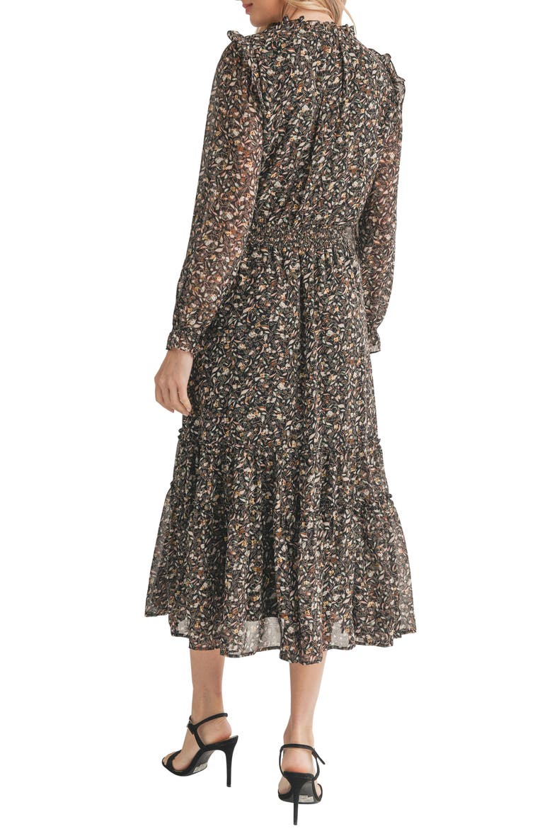 Ditsy Floral Long Sleeve Maxi Dress, Alternate, color, BLACK MULTI