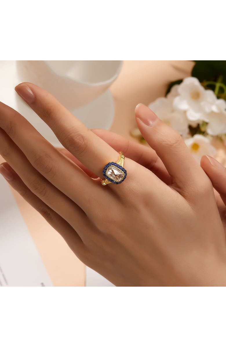 Lafonn Simulated Diamond & Sapphire Art Deco Ring, Alternate, color, White