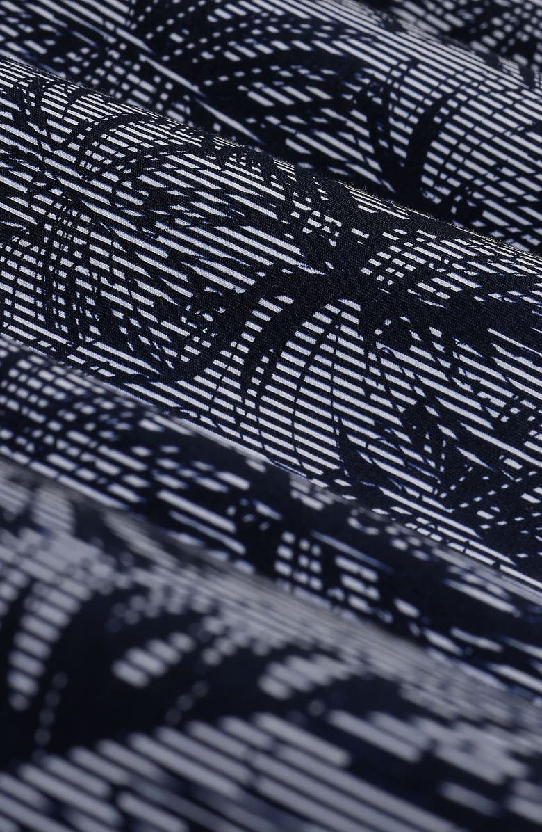 Bugatchi Miles OoohCotton<sup>®</sup> Palm Leaf Print Short Sleeve Button-Up Shirt, Alternate, color, Navy