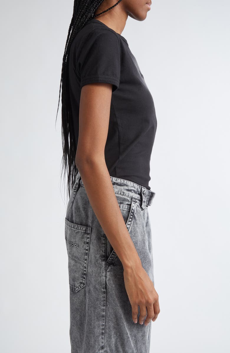 Acne Studios Etza Faded Embroidered Logo Fitted Cotton T-Shirt, Alternate, color, Faded Black