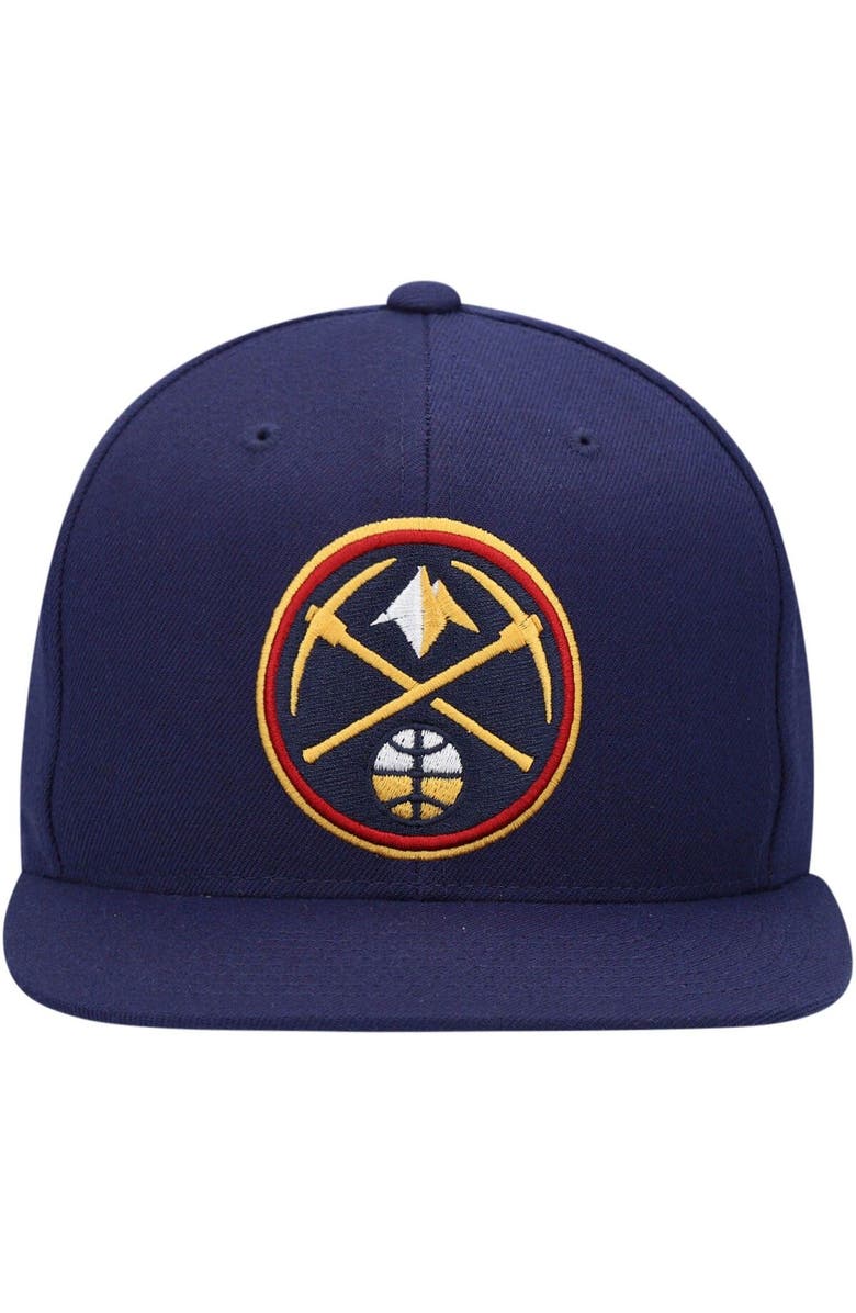 Mitchell & Ness Men's Mitchell & Ness Navy Denver Nuggets Team Ground Snapback Hat, Alternate, color, 