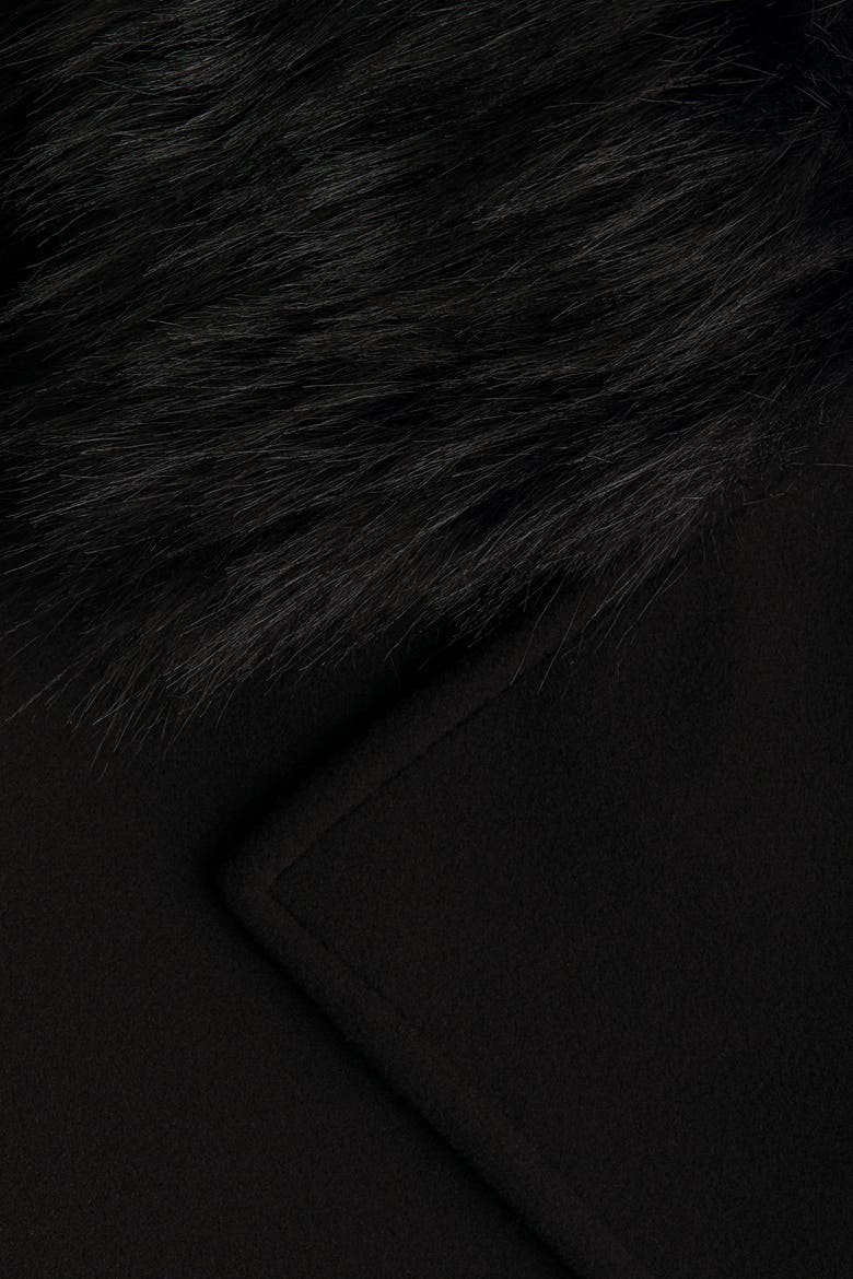 Fluffy-collared Pea Coat, Alternate, color, Black