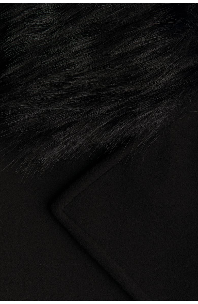 H&M Fluffy-collared Pea Coat, Alternate, color, Black